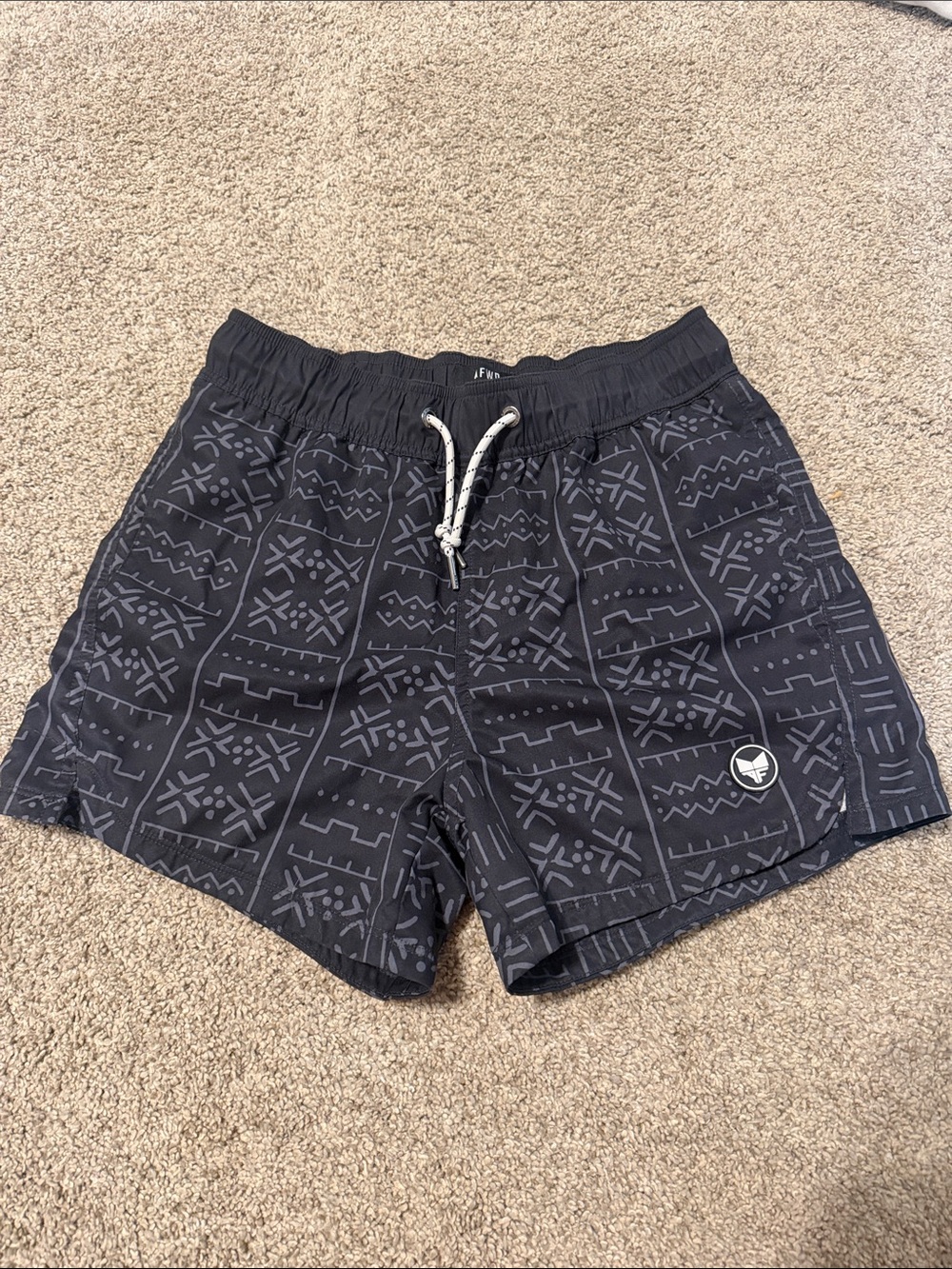 Women's Black Patterned Swim Shorts
